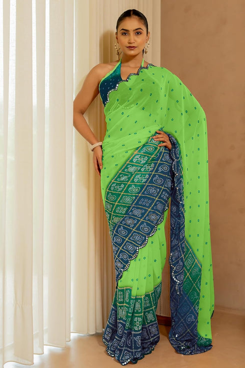 Vasthrlay Fashion Georgette Leheriya Printed Ethnic Wear