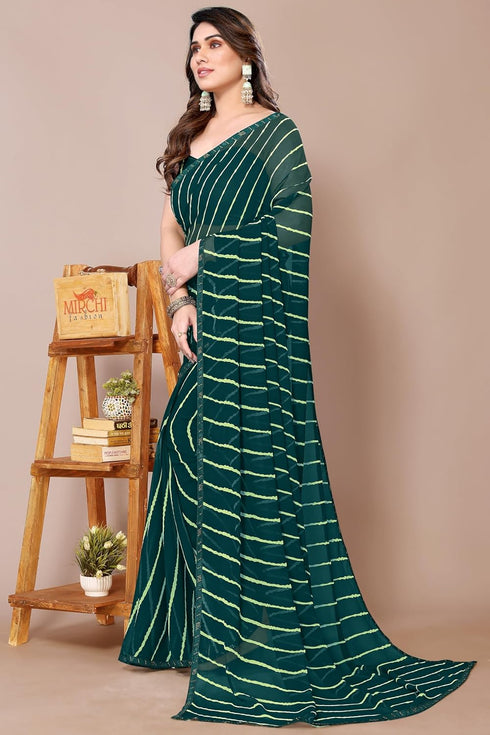 Vasthrlay Fashion Georgette Bandhej Red Ethnic Wear