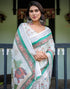 Vasthrlay Womens Printed Unstitched Light Green Saree