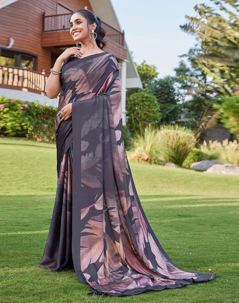 Vasthrlay Printed Tassels Unstitched Maroon Saree