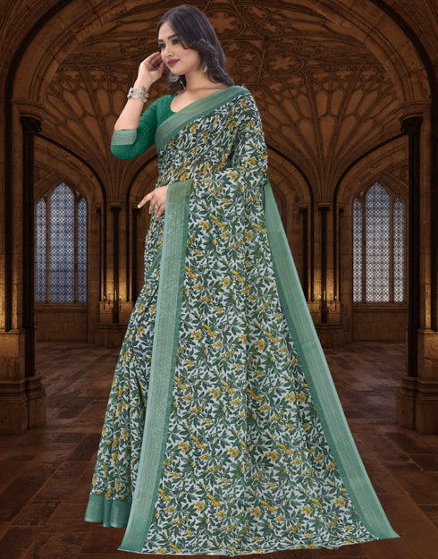 Vasthrlay Women's Cotton Kalamkari Wedding Saree With Blouse Piece