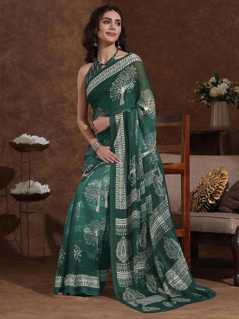 Vasthrlay Georgette Light Turquoise Saree