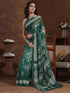 Vasthrlay Shimmer Georgette Dark Green Saree With Unstitched Blouse Piece