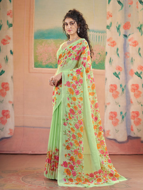 Vasthrlay Georgette Printed Unstitched Saree