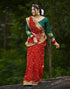 Vasthrlay Georgette Printed Unstitched Red Saree