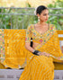 Vasthrlay Georgette Bandhani Unstitched Yellow Saree