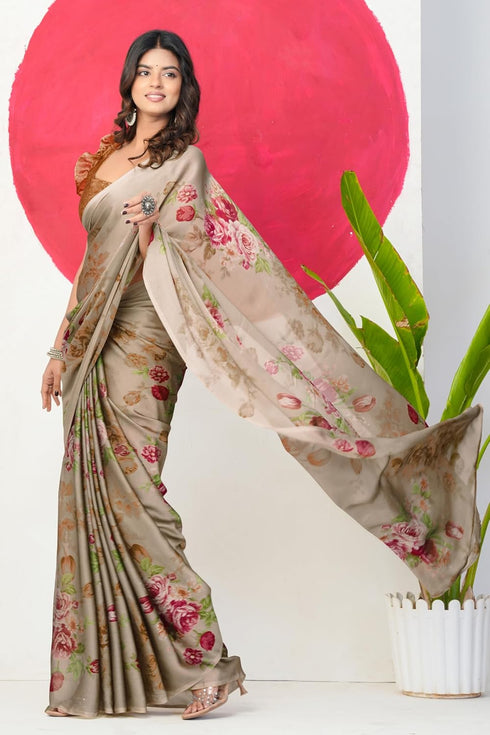 Vasthrlay Fashion Chiffon Printed Dusty Ethnic Wear
