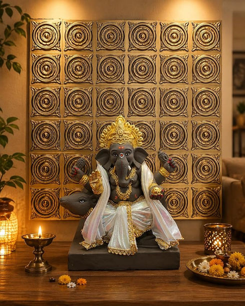 SATYAM KRAFT Ganpati Bappa Backdrop | janmashtami Decor | Wall Panels (9 pcs set)