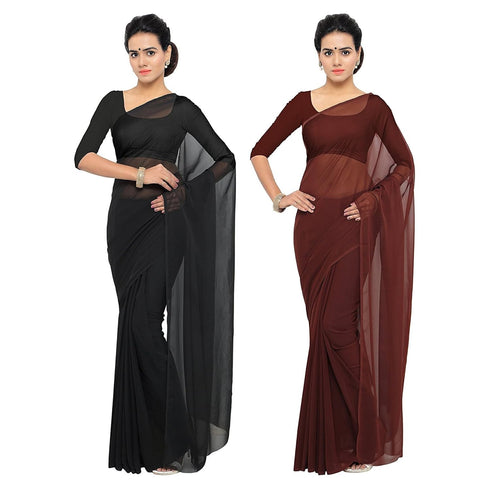 Vasthrlay Georgette Unstitched Black Coffee Free Ethnic Wear