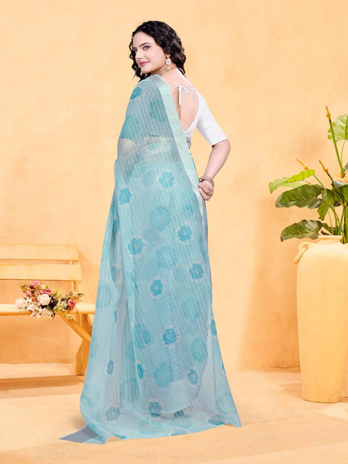 VasthrlayOrganza Printed Unstitched Rani Free Ethnic Wear
