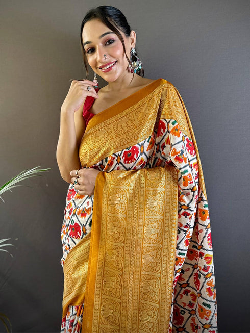 Vasthrlay Chanderi Printed Unstitched Ethnic Wear