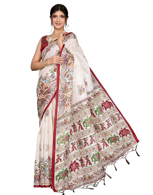 Vasthrlay Printed Unstitched Saree Az Ya Shaadi