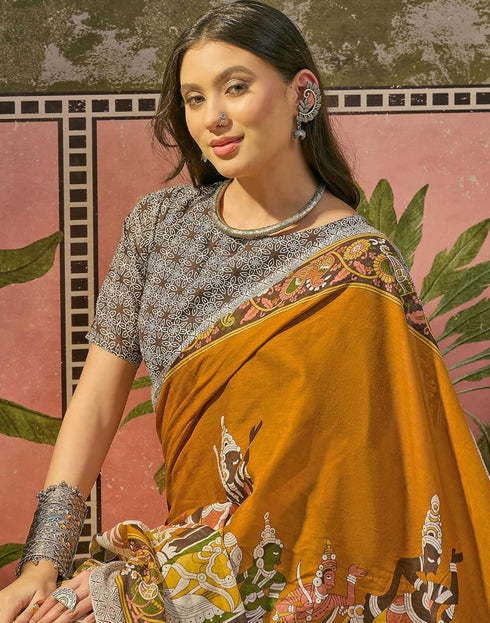 Vasthrlay Womens Printed Unstitched Maroon Saree