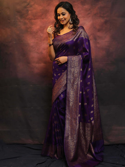 Vasthrlay Saree Kanjivaram Silk Pari Purple