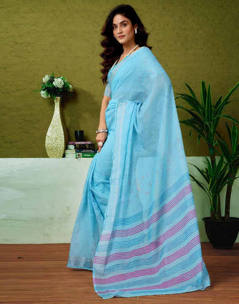 Vasthrlay Womens Cotton Printed Pink Saree