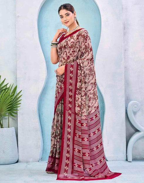 Vasthrlay Georgette Bandhani Unstitched Teal Saree
