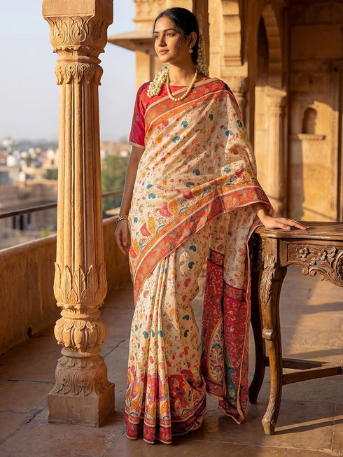 Vasthrlay Banglori Printed Dusty Saree