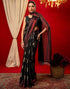 Vasthrlay Chiffon Printed Unstitched Black Saree
