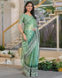 Vasthrlay Chiffon Chevron Unstitched Pista Green Saree