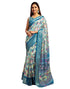 Vasthrlay Printed Jacquard Rama Blue Saree With Unstitched Blouse Piece