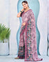 Vasthrlay Georgette Bandhani Mauve Saree With Unstitched Blouse Piece