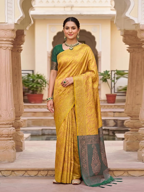 Vasthrlay Jacquard Traditional Unstitch Purpleorange Ethnic Wear