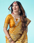 Vasthrlay Banarasi Jacquard Unstitched Yellow Saree