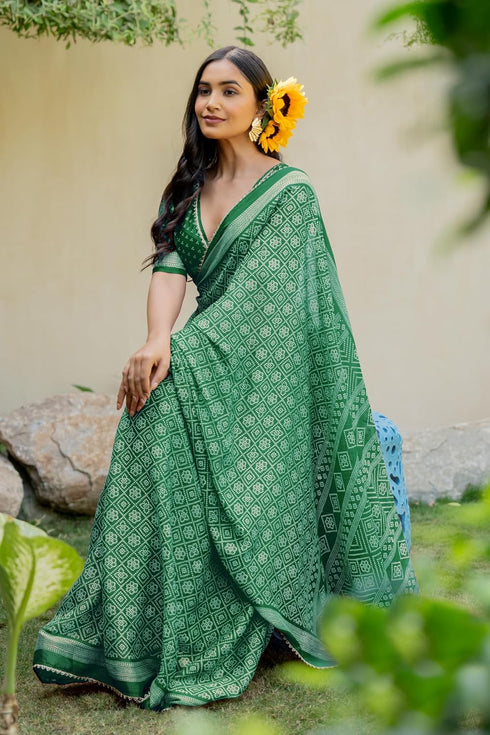 Vasthrlay Fashion Georgette Leheriya Turquoise Ethnic Wear