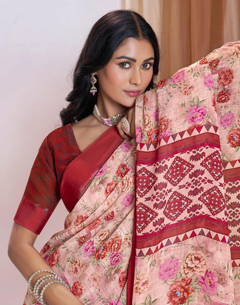 Vasthrlay Georgette Printed Unstitched Multicolor Saree