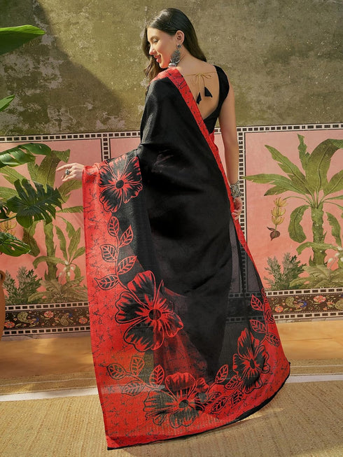 Vasthrlay Womens Printed Unstitched Beige Saree
