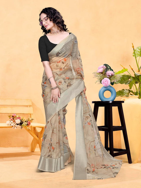 VasthrlayOrganza Printed Unstitched Rani Free Ethnic Wear