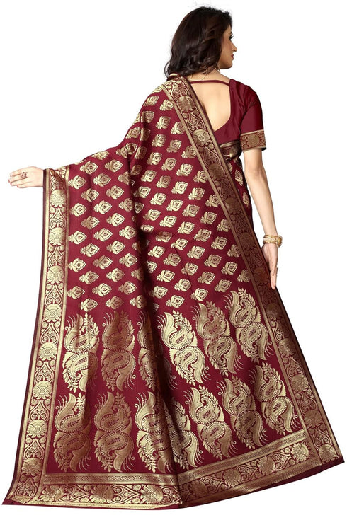 VasthrlayWomen's Maroon Kanchipuram Saree