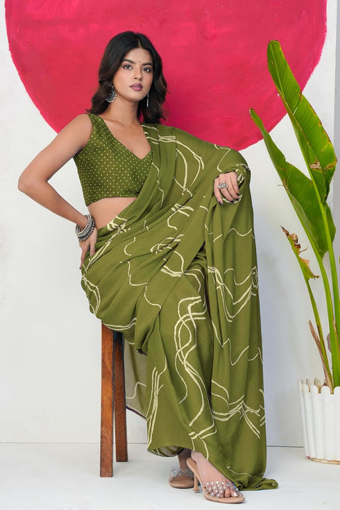 Vasthrlay Fashion Georgette Geometric Dusty Ethnic Wear