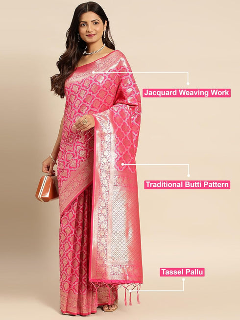 Vasthrlay Jacquard Traditional Unstitched Pink Ethnic Wear