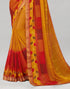 Vasthrlay Chiffon Tassels Unstitched Dark Green Saree
