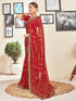 Vasthrlay Georgette Embroidery Unstitched Red Saree