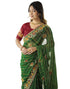 Vasthrlay Georgette Embroidery Red3 Saree With Unstitched Blouse Piece