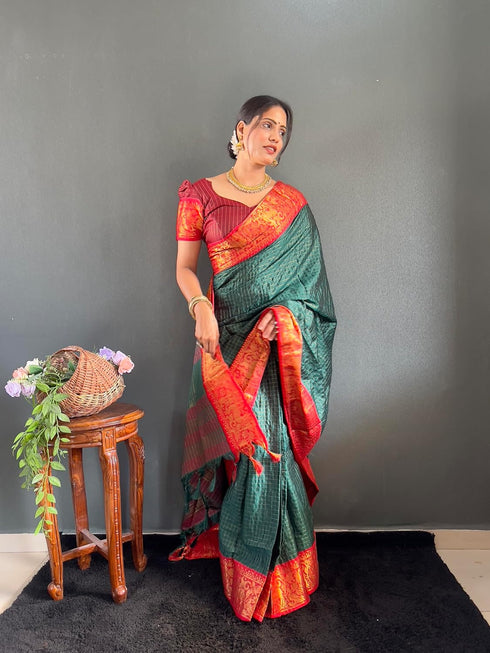 Vasthrlay Kanjivaram Traditional Contrast Included