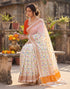 Vasthrlay Womens Printed Unstitched Peach Saree
