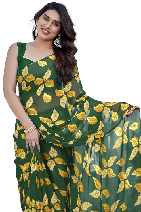 Vasthrlay Fashion Chiffon Printed Red Ethnic Wear