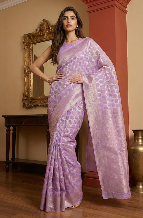 Vasthrlay Lavender Jacquard Saree