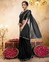 Vasthrlay Womens Georgette Unstitched Black Saree