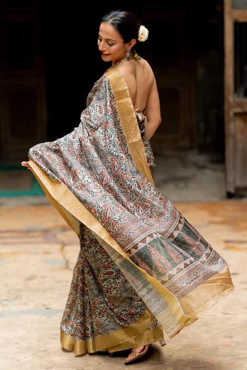 Vasthrlay Fashion Handloom Printed Dusty Ethnic Wear