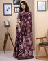 Vasthrlay Womens Printed Wine Saree With Unstitched Blouse Piece