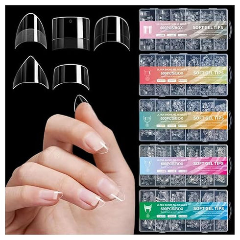 Bolt Bee soft gel tips Half Cover 600PCS Short Naill Tips