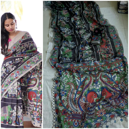 Vasthrlay Kalamkari Multicolor Mythological Festival