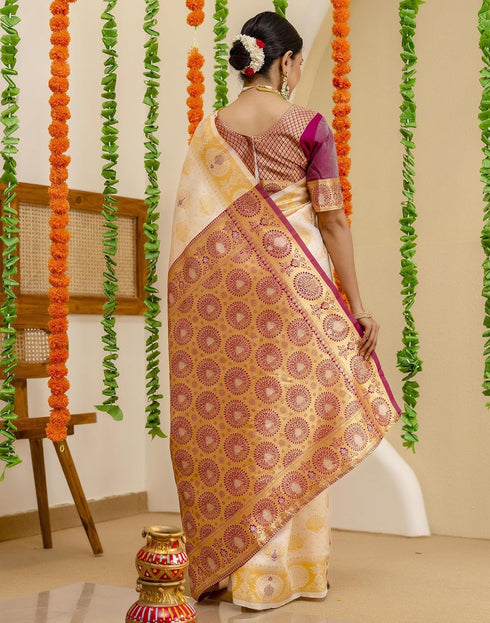 Vasthrlay Banarasi Unstitched Pink Saree
