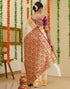 Vasthrlay Banarasi Cream Saree With Pink Unstitched Blouse Piece