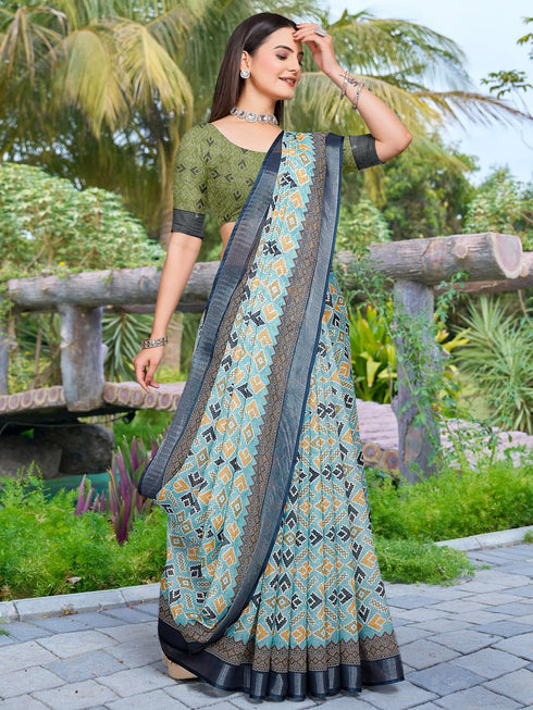 Vasthrlay Elephant Printed Unstitched Sai Ethnic Wear