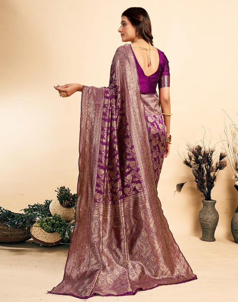 Vasthrlay Womens Banarasi Unstitched Olive Green Saree